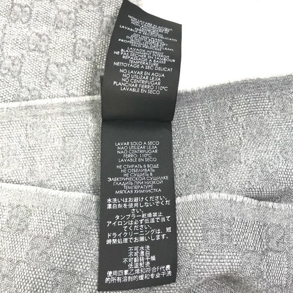GUCCI 542984 GG Fringe Scarf, Wool/Silk, Men's, Gray, Blue, and Black